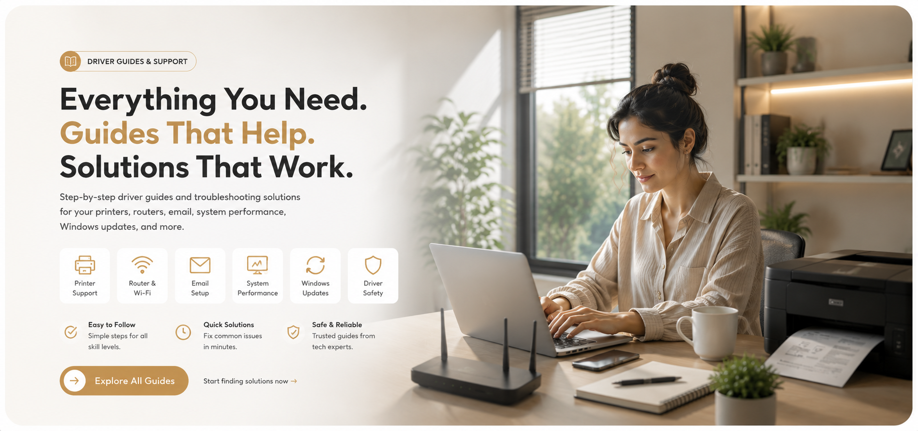 Driver learning and device guide banner