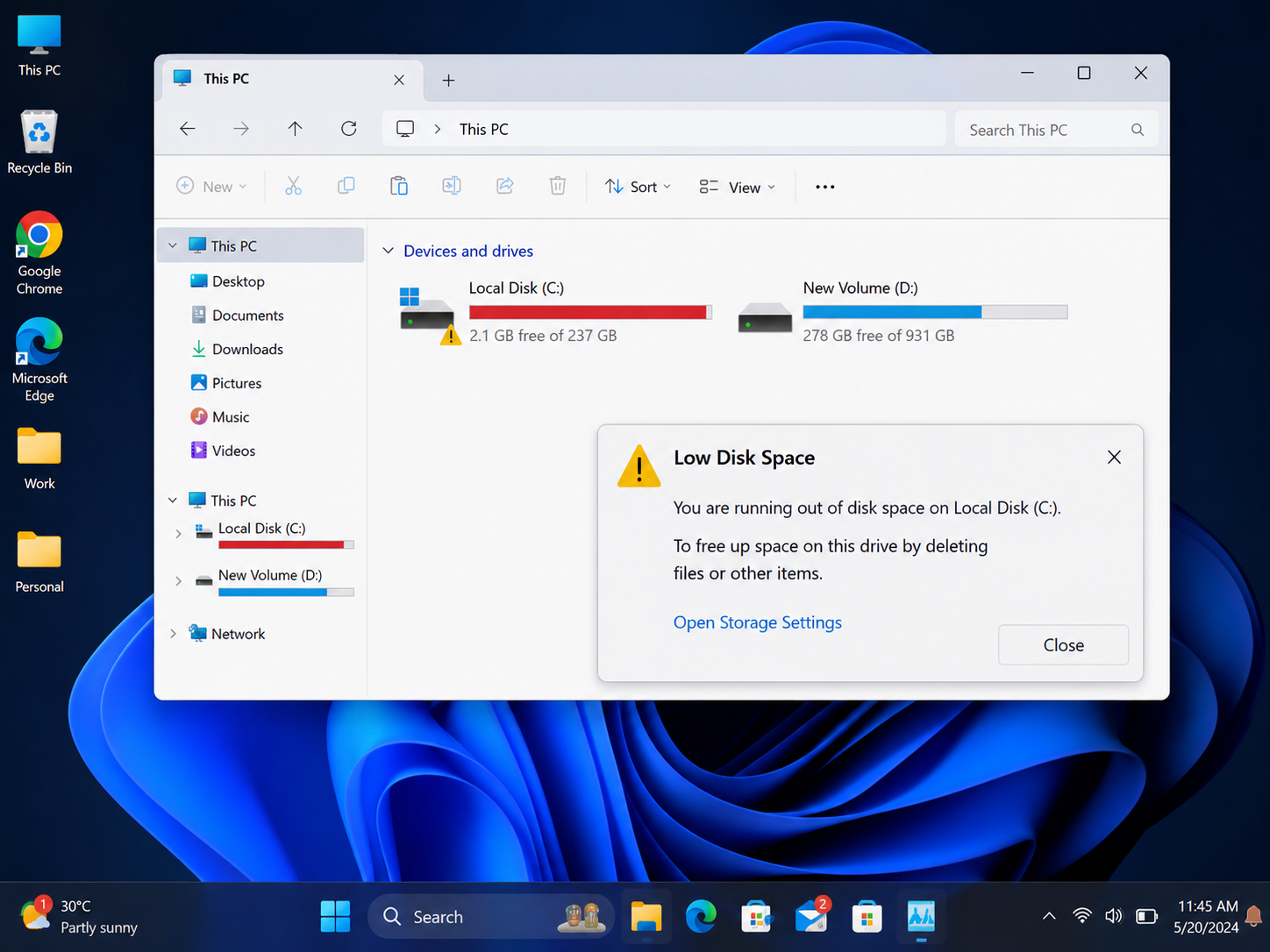 Low Disk Space