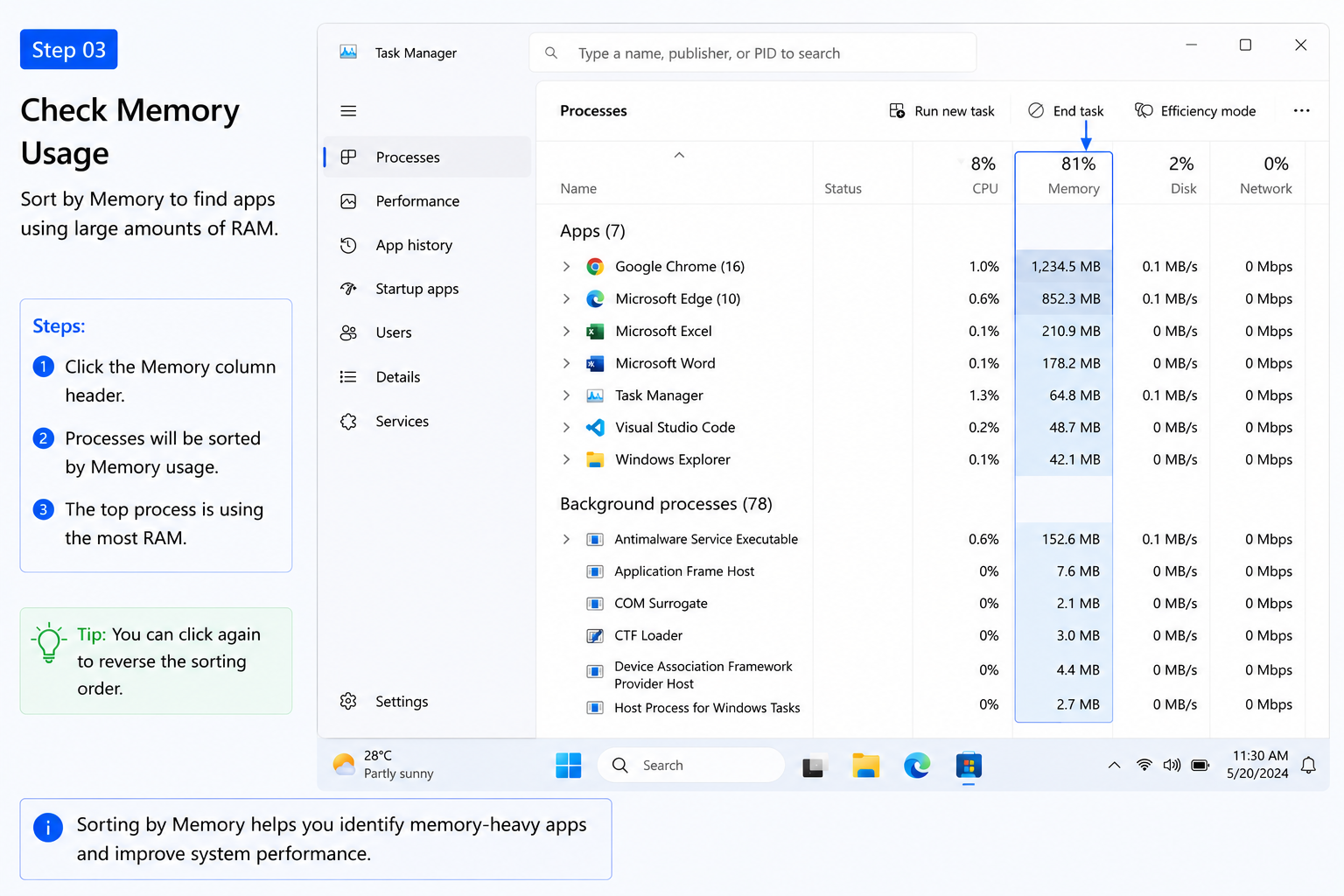 Check Memory Usage