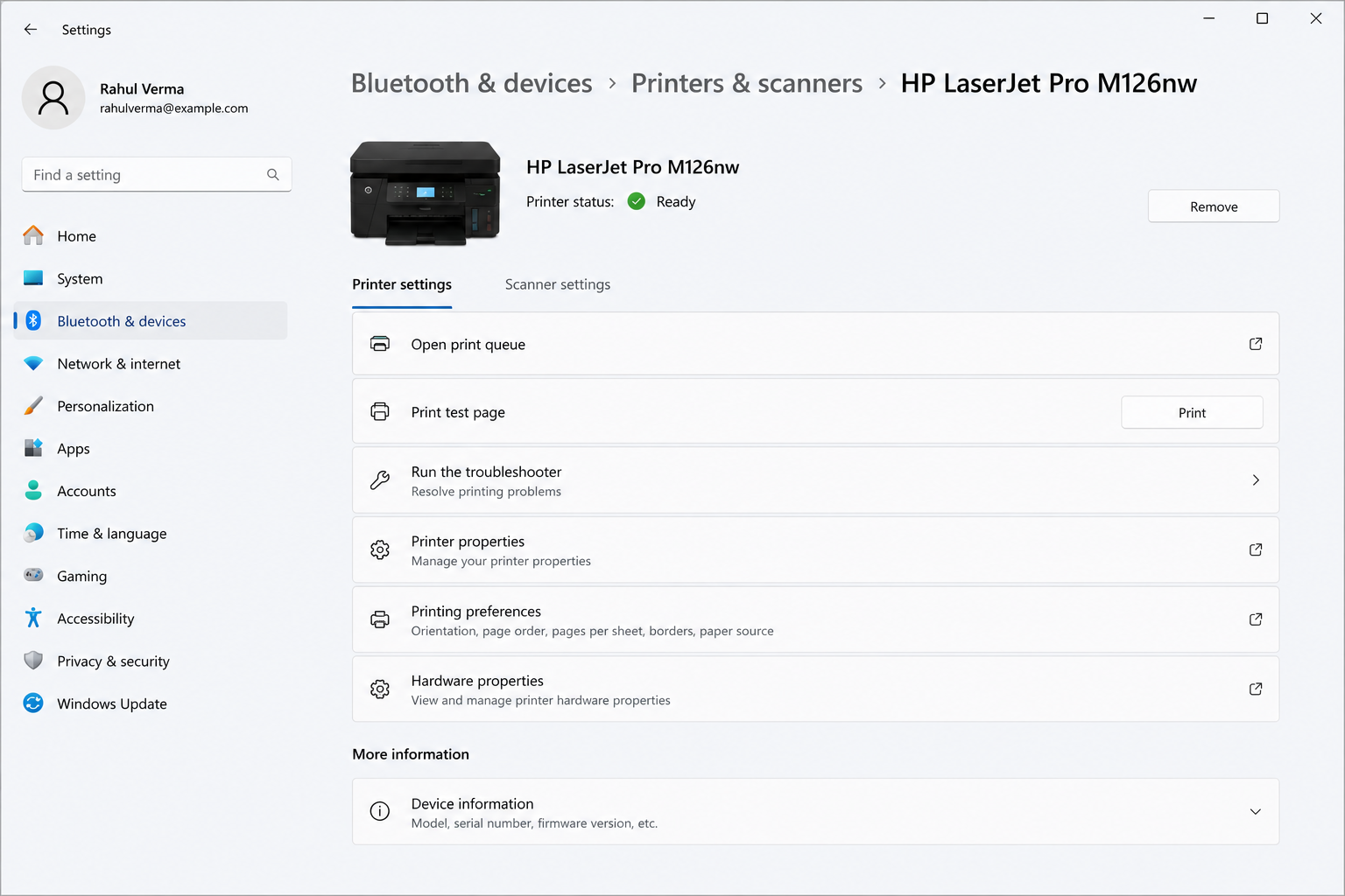 Open Printer Settings