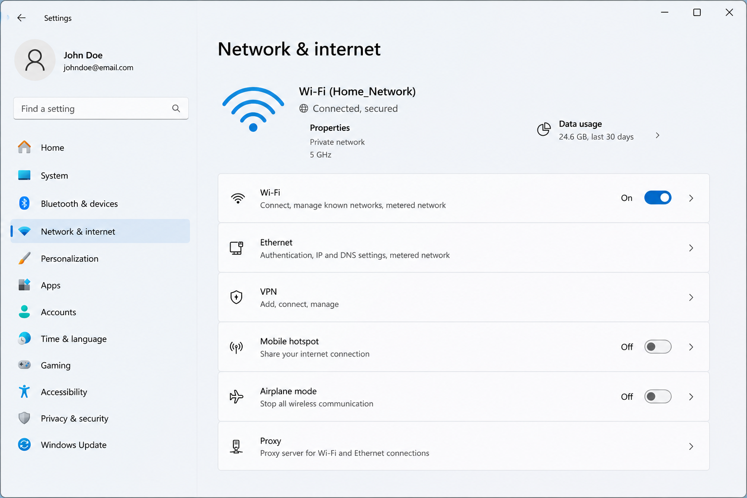 Open Network Settings